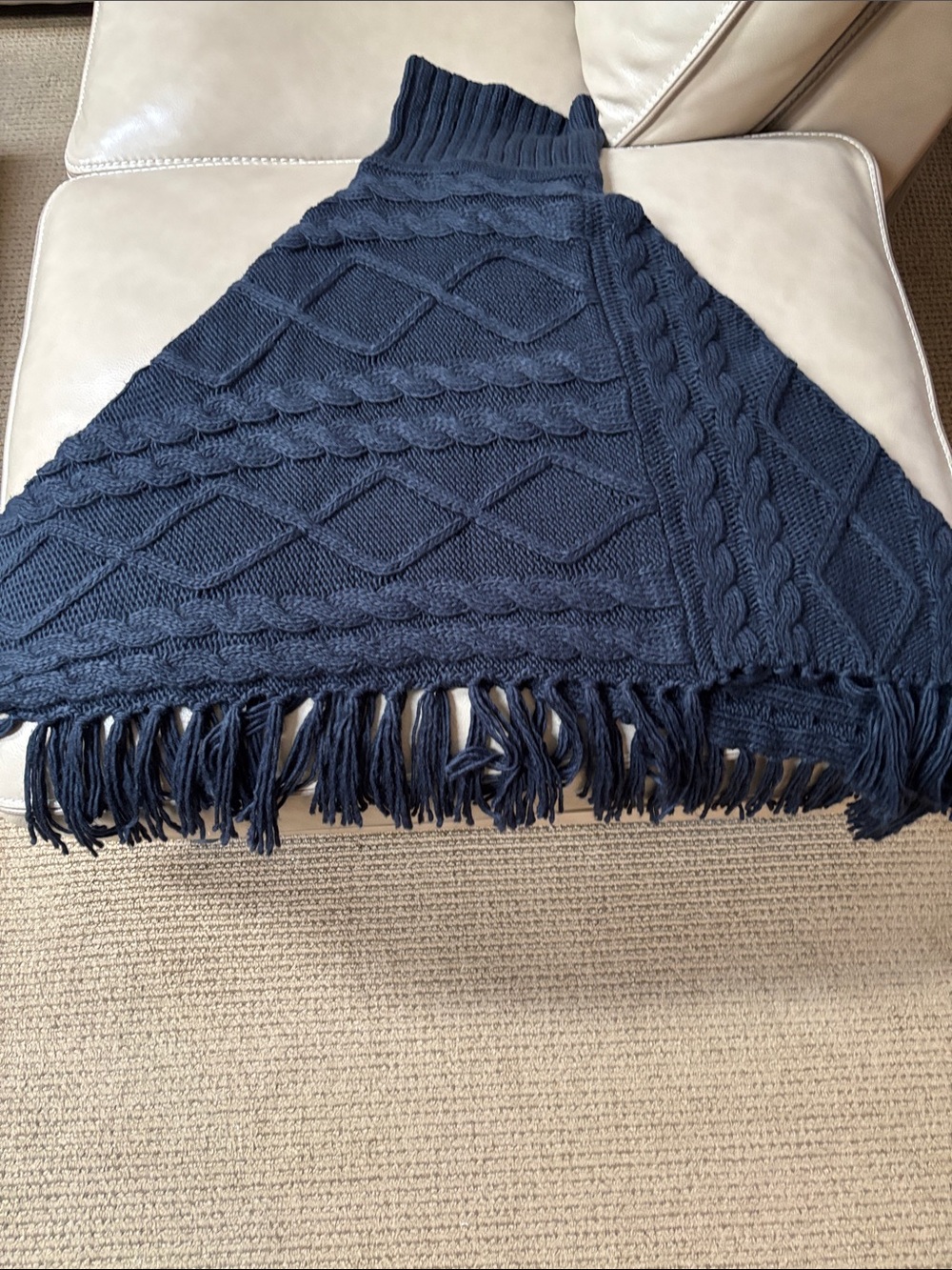 Forever 21 Black Cable-Knit Fringe poncho